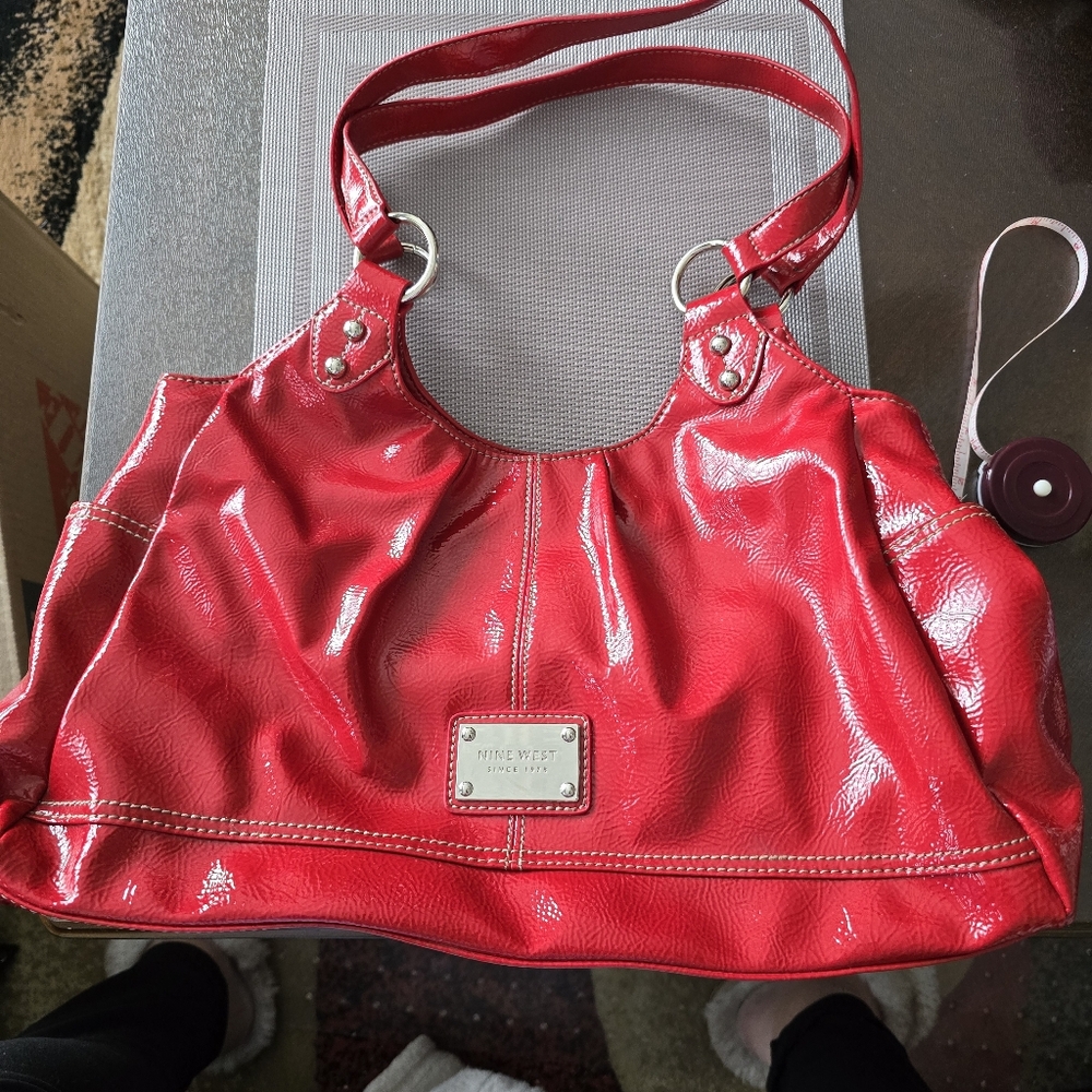 Nine West Shiny Red Shoulder Bag